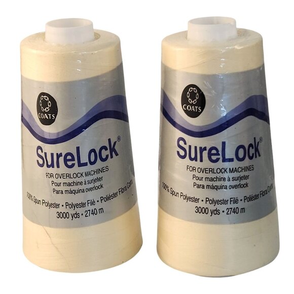 Cream Beige SureLock Serger Thread Spools 100% Polyester 3000 Yards - Picture 1 of 9